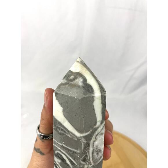 Zebra Jasper Crystal 5" Tall Natural Healing Stone Tower 467g - Picture 3 of 14